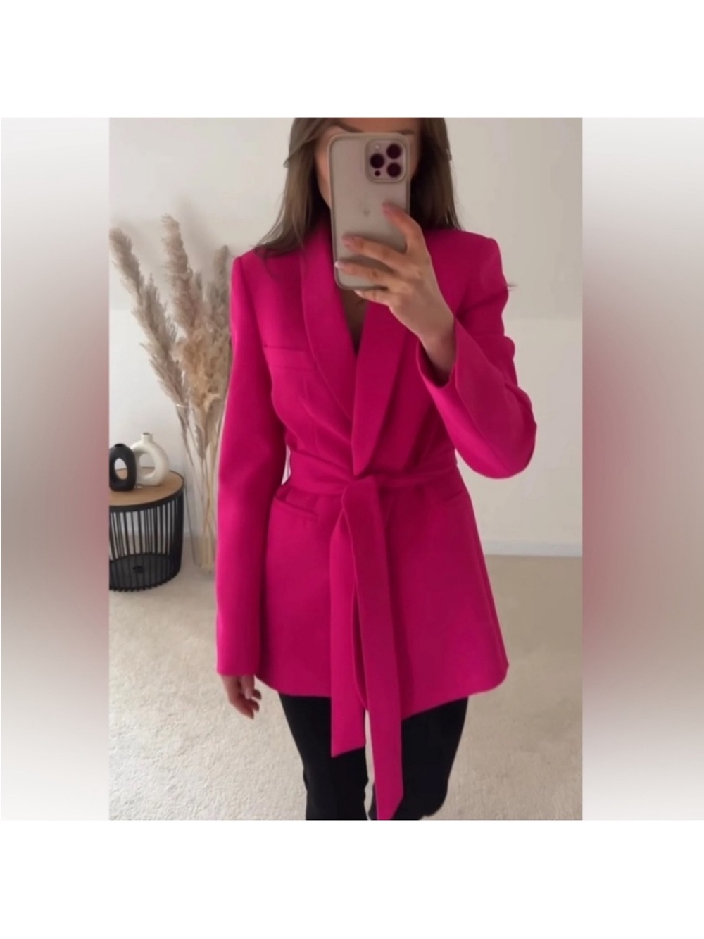 Zara Hot Pink/Fuschia Belted Blazer Jacket - Picture 2 of 5